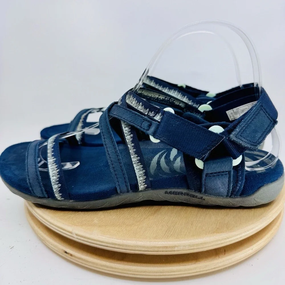 Merrell Terran 3 Cush Lattice Sandals Womens 9 Navy Blue Outdoor Comfort Shoes